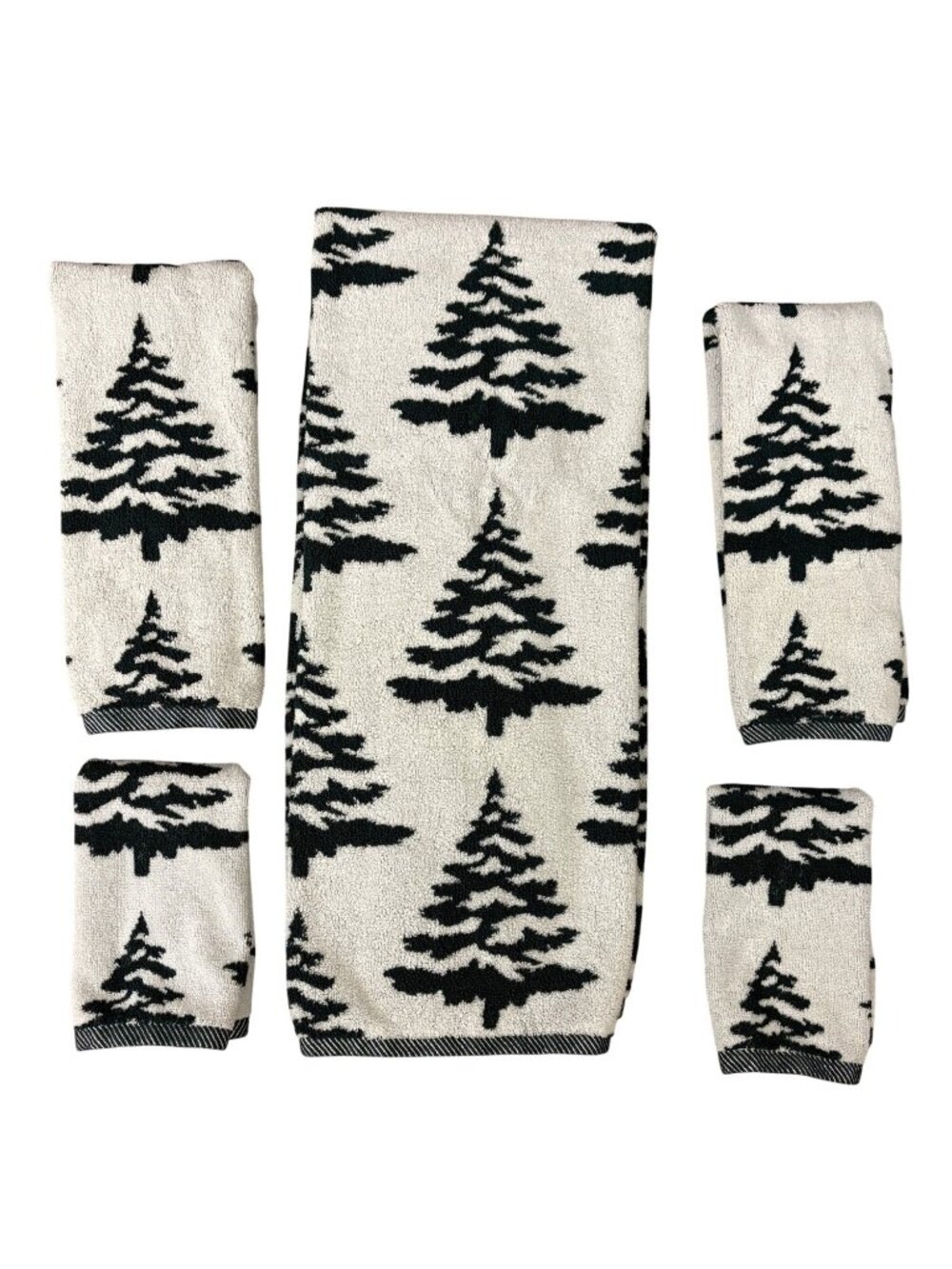 BIANCA HOLIDAY Christmas Tree Print Towel Set 5 Piece Made In Portugal